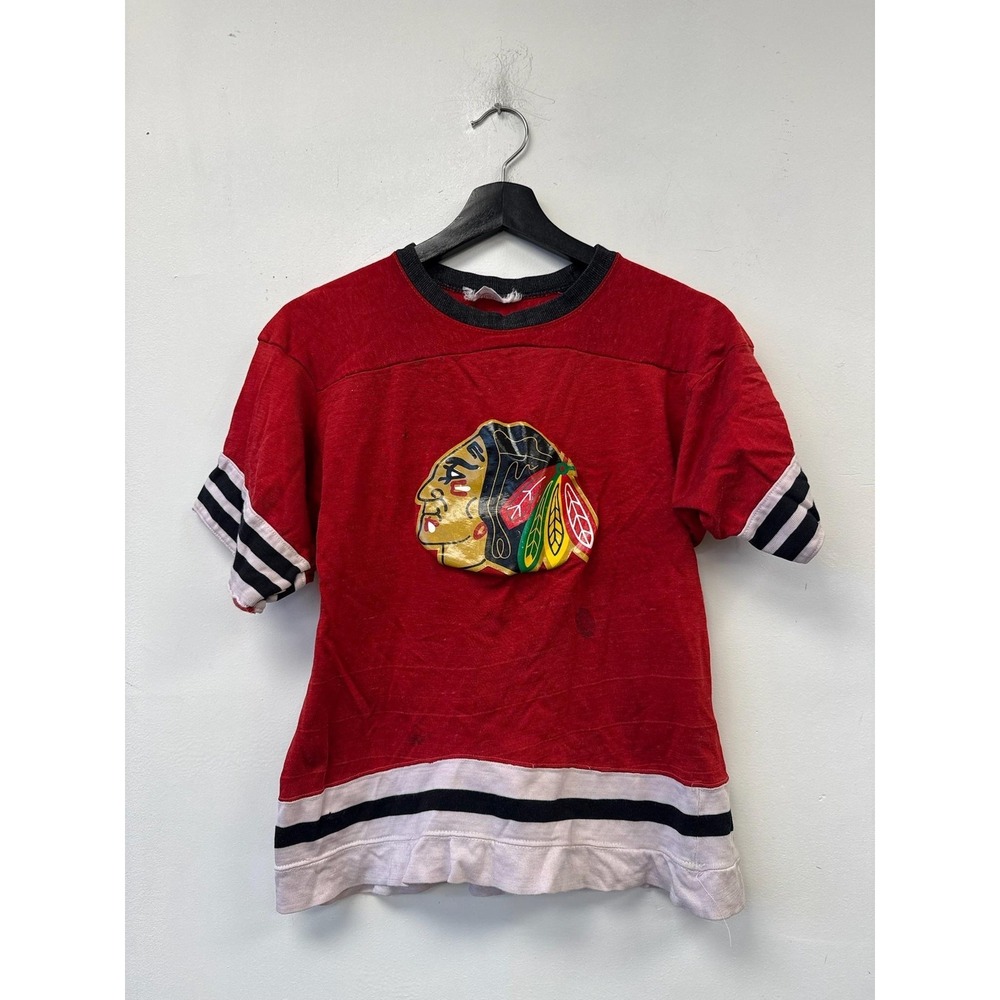 Vintage Chicago Blackhawks Shirt Mens XS Red NHL Hockey Rawlings 80s Durene